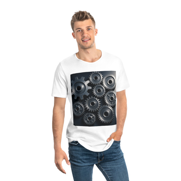 Gears of Innovation - Men's Jersey Curved Hem Tee