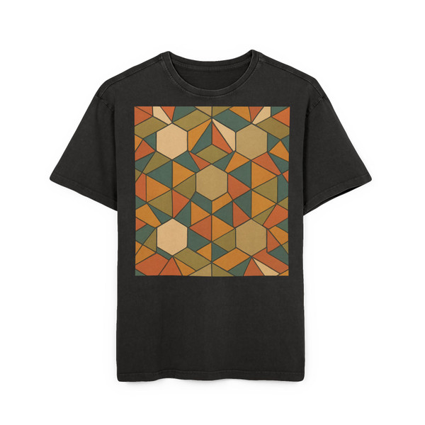 Geometric Fusion - Men's Acid Washed Heavy Oversize Tee