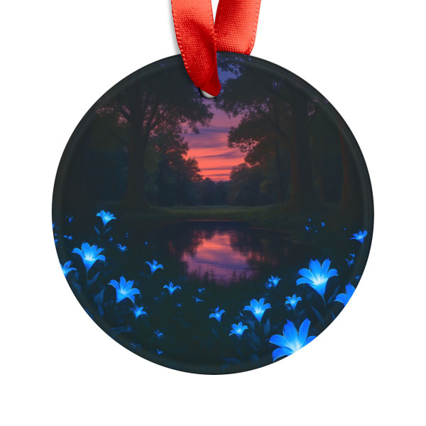 Ethereal Twilight Glade - Acrylic Ornament with Ribbon