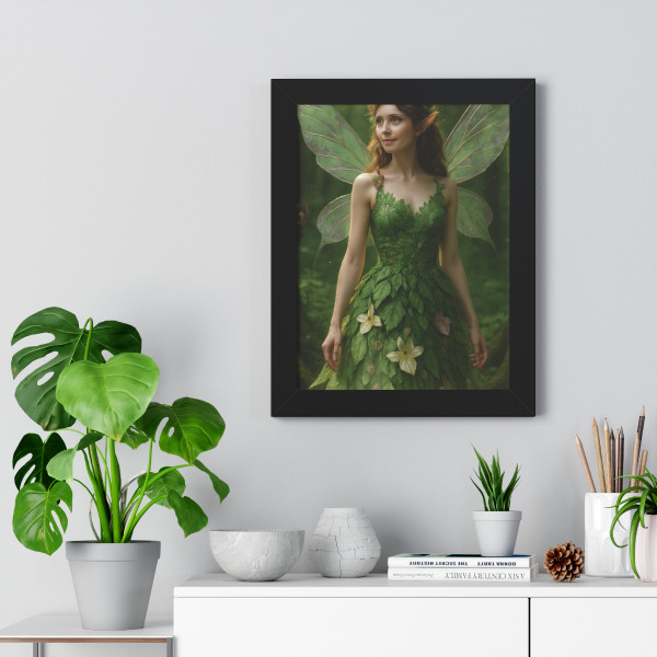 Whimsical Woodland Sprite - Framed Vertical Poster