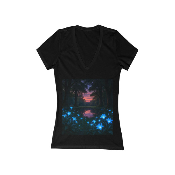 Ethereal Twilight Glade - Women's Jersey Short Sleeve Deep V-Neck Tee