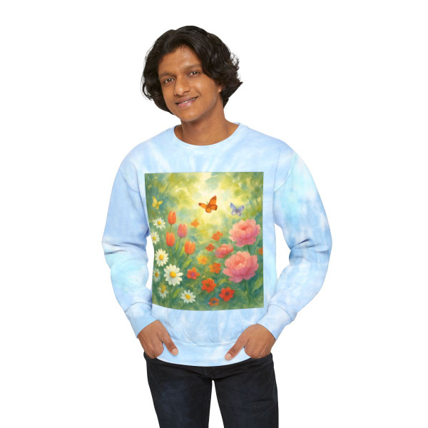Serene Garden Escape - Unisex Tie-Dye Sweatshirt