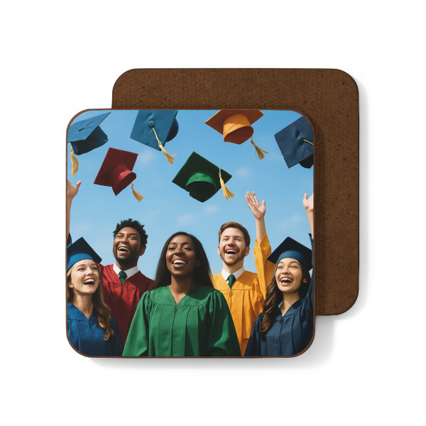 Cap Toss Celebration - Hardboard Back Coaster