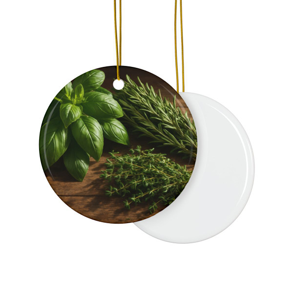 Rustic Herb Garden - Decorative Ceramic Ornaments, Double-Sided (1pc, 3pcs, 5pcs, 10pcs)