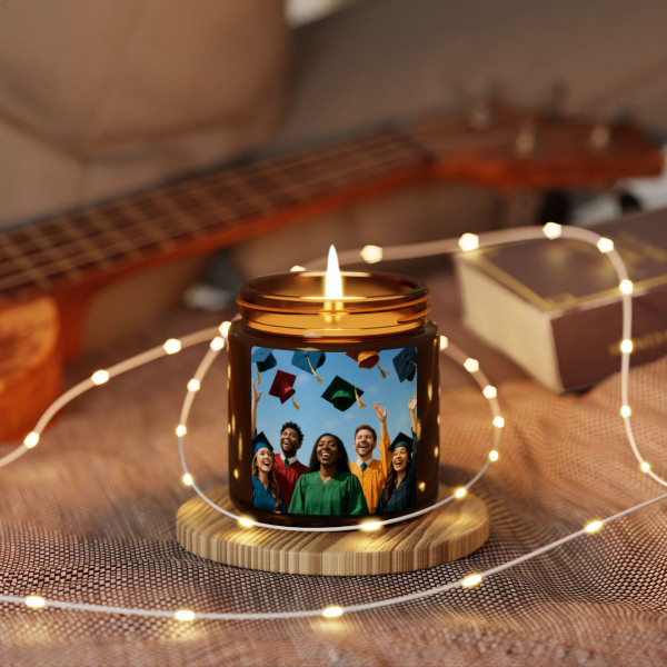 Cap Toss Celebration - Scented Soy Candle (Multi-Size, Amber Jar)
