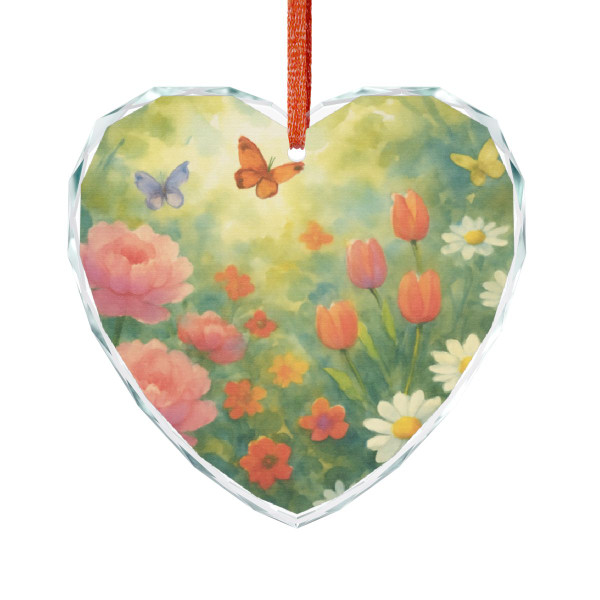 Serene Garden Escape - Crystal Glass Ornament