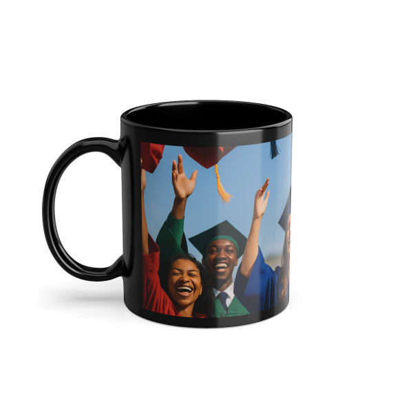 Cap Toss Celebration - Black Coffee Cup, 11oz