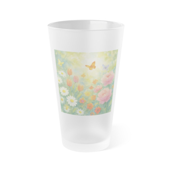 Serene Garden Escape - Frosted Pint Glass, 16oz