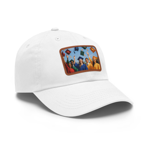 Cap Toss Celebration - Dad Hat with Leather Patch (Rectangle)