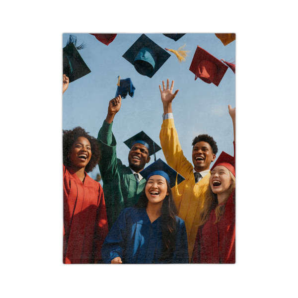 Cap Toss Celebration - Velveteen Microfiber Blanket