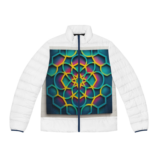Kaleidoscope Harmony - Men's Puffer Jacket (AOP) Kaleidoscope Harmony - Men's Puffer Jacket (AOP)