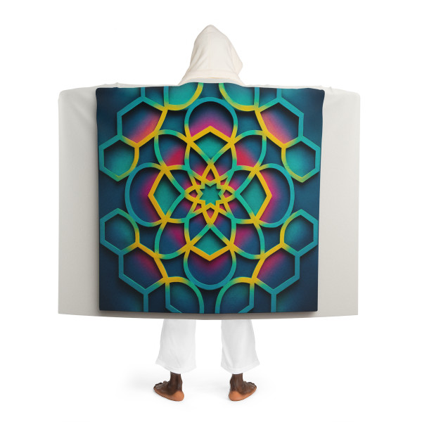 Kaleidoscope Harmony - Hooded Sherpa Fleece Blanket