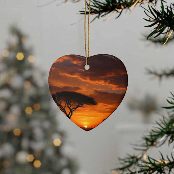 Savanna Sunset Harmony - Ceramic Ornaments (1pcs, 5pcs, 10pcs, 20pcs)