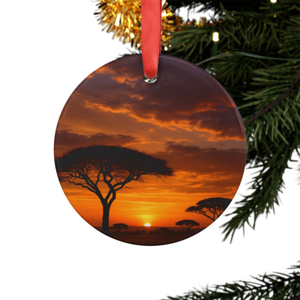 Savanna Sunset Harmony - Acrylic Ornament with Ribbon