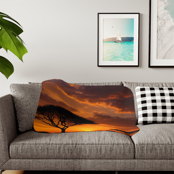 Savanna Sunset Harmony - Sherpa Blanket, Two Colors