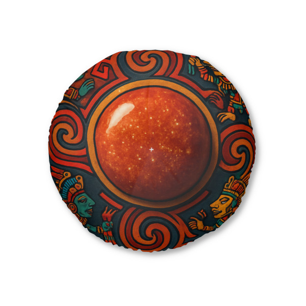 Sunstone Embrace - Tufted Floor Pillow, Round