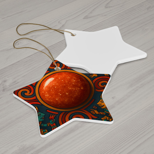Sunstone Embrace - Ceramic Ornament, 4 Shapes