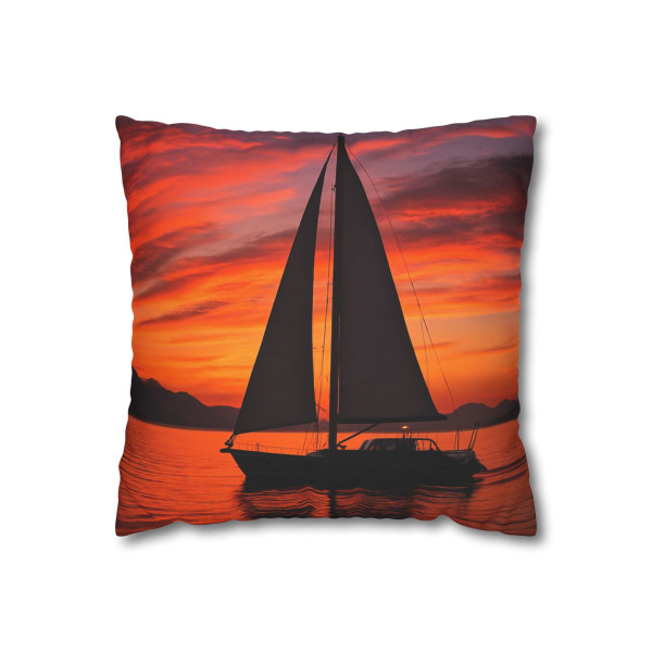 Sailing into Sunset - Square Poly Canvas Pillowcase