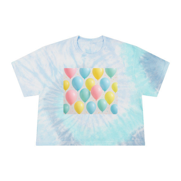 Whimsical Balloon Bash - Women's Tie-Dye Crop Tee