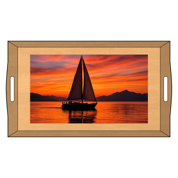 Sailing into Sunset - Bamboo Serving Tray (Engraving)