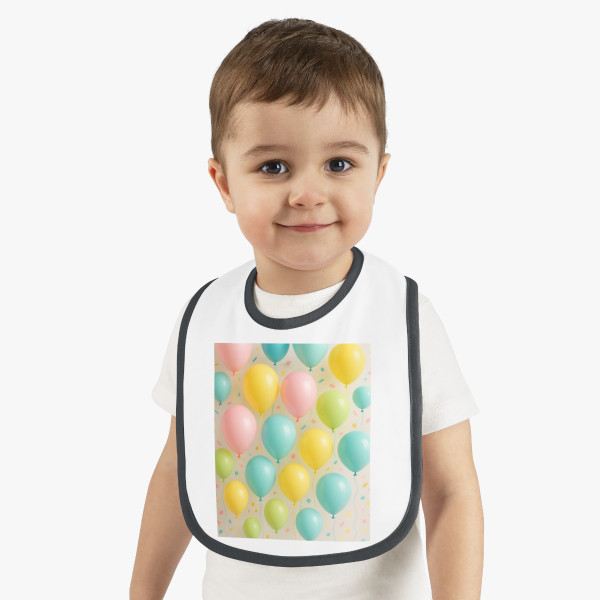 Whimsical Balloon Bash - Baby Contrast Trim Jersey Bib
