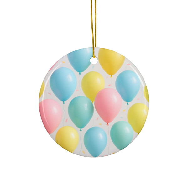Whimsical Balloon Bash - Decorative Ceramic Ornaments, Double-Sided (1pc, 3pcs, 5pcs, 10pcs)