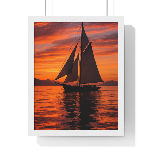 Sailing into Sunset - Vertical Framed Poster