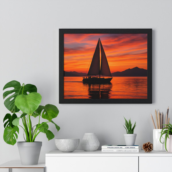 Sailing into Sunset - Horizontal Framed Poster