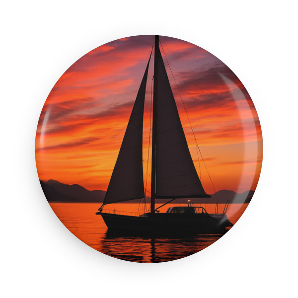Sailing into Sunset - Button Magnet, Round (1 & 10 pcs)