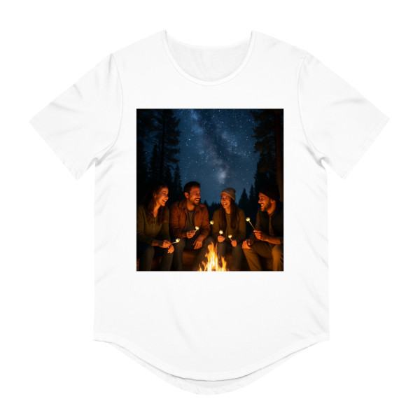 Whimsical Campfire Nights - Men's Jersey Curved Hem Tee Whimsical Campfire Nights - Men's Jersey Curved Hem Tee
