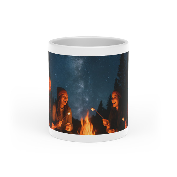 Whimsical Campfire Nights - Heart-Shaped Mug