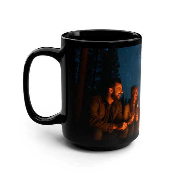Whimsical Campfire Nights - Black Mug, 15oz