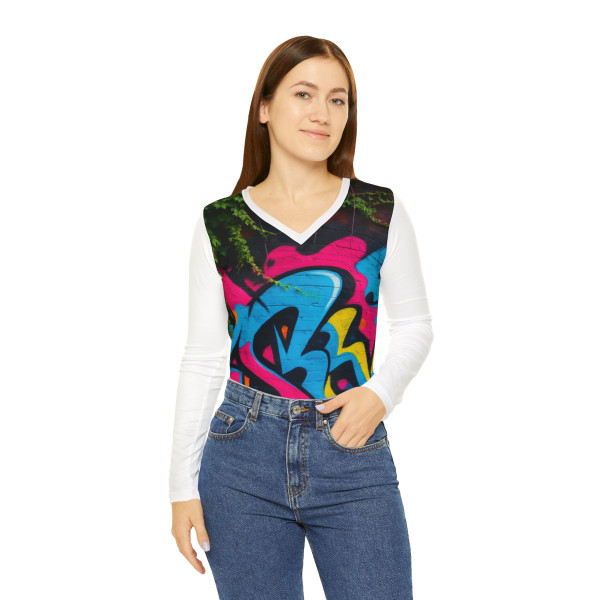Urban Jungle Vibes - Women's Long Sleeve V-neck Shirt (AOP)
