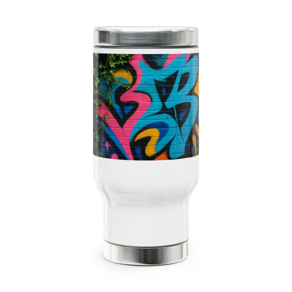 Urban Jungle Vibes - Stainless Steel Travel Mug with Handle, 14oz