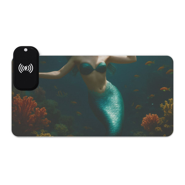 Mystical Ocean Dance - LED Gaming Mouse Pad, Wireless Charging