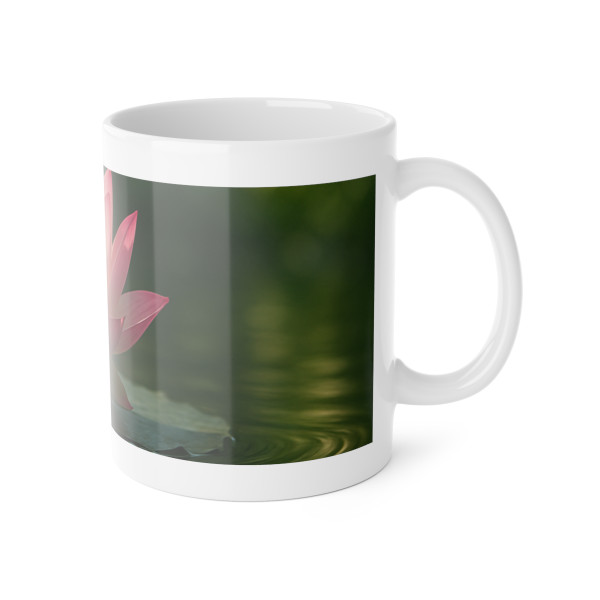 Tranquil Lotus - White Ceramic Mug, 11oz