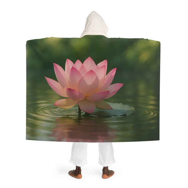 Tranquil Lotus - Hooded Sherpa Fleece Blanket