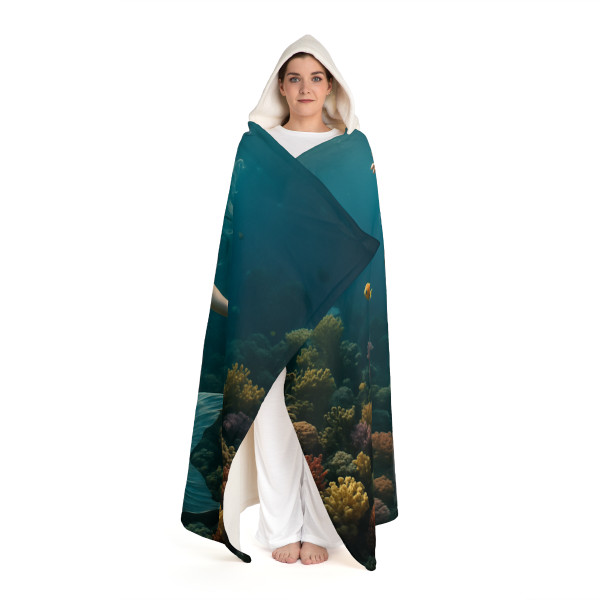 Mystical Ocean Dance - Hooded Sherpa Fleece Blanket