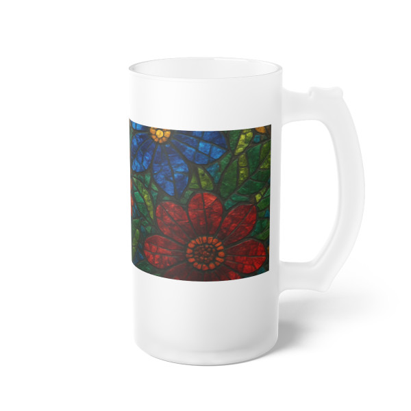 Nature's Mosaic Dance - Frosted Glass Beer Mug