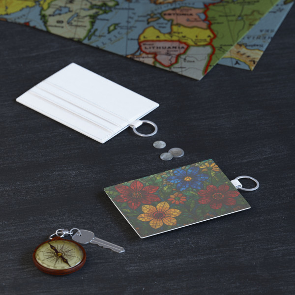 Nature's Mosaic Dance - Saffiano Leather Card Holder