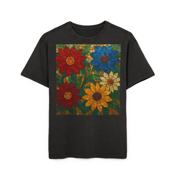 Nature's Mosaic Dance - Men's Acid Washed Heavy Oversize Tee