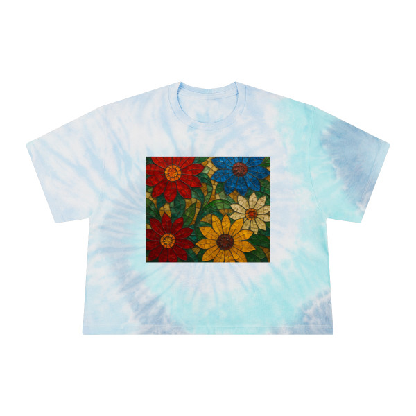 Nature's Mosaic Dance - Women's Tie-Dye Crop Tee