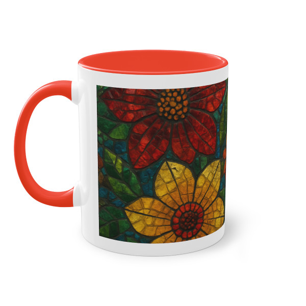 Nature's Mosaic Dance - Two-Tone Coffee Mug, 11oz