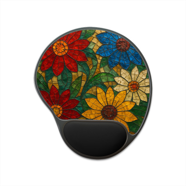 Nature's Mosaic Dance - Mouse Pad With Wrist Rest