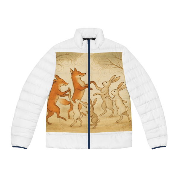 Whimsical Forest Dance - Men's Puffer Jacket (AOP)