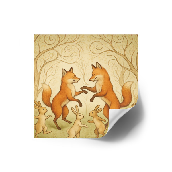 Whimsical Forest Dance - Laminate Stickers, Square