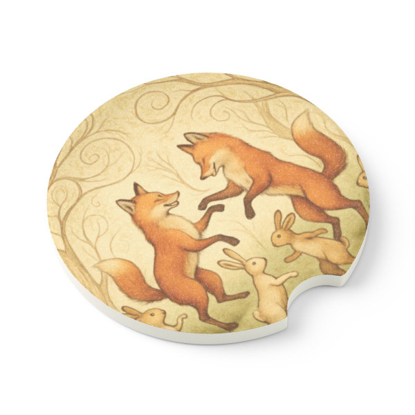 Whimsical Forest Dance - Soapstone Car Coaster