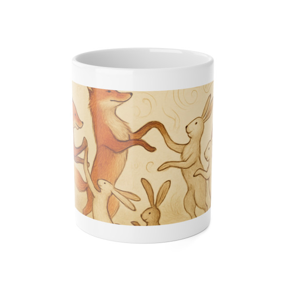 Whimsical Forest Dance - White Ceramic Mug, 11oz