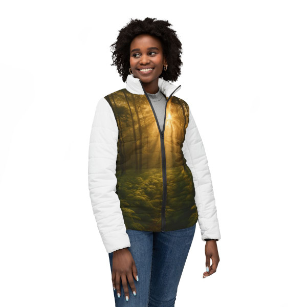 Serene Forest Retreat - Women’s Puffer Jacket (AOP)