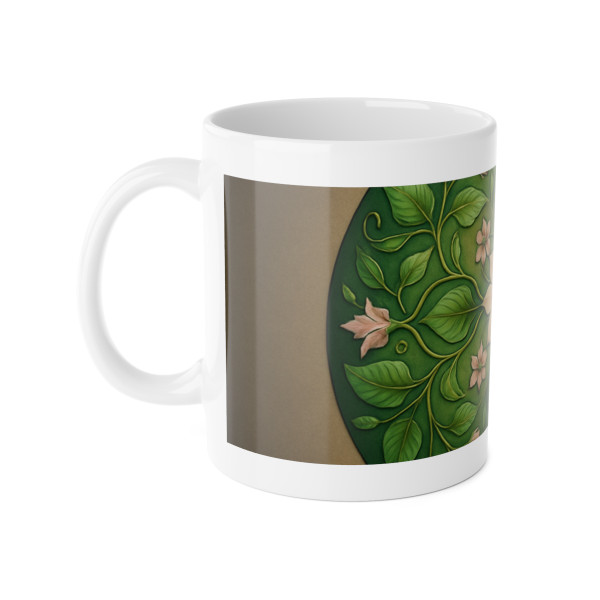 Whimsical Nature Dance - White Ceramic Mug, 11oz